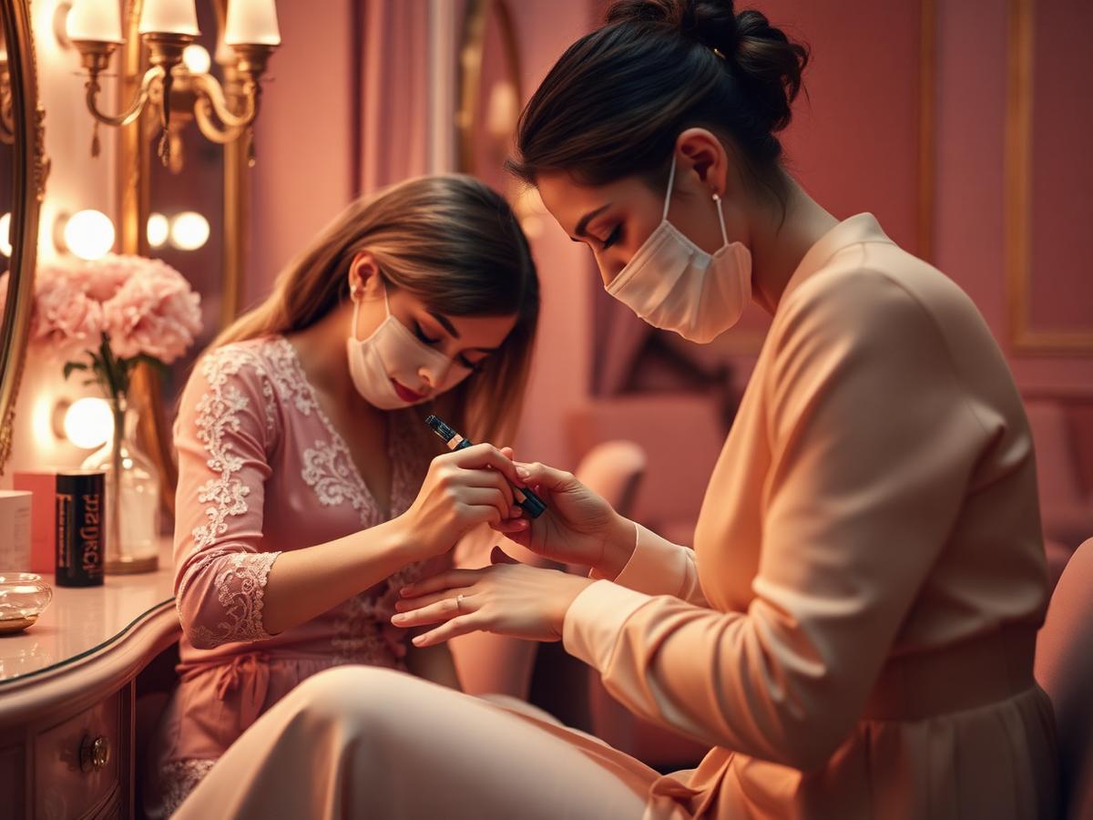 Nail technician at work